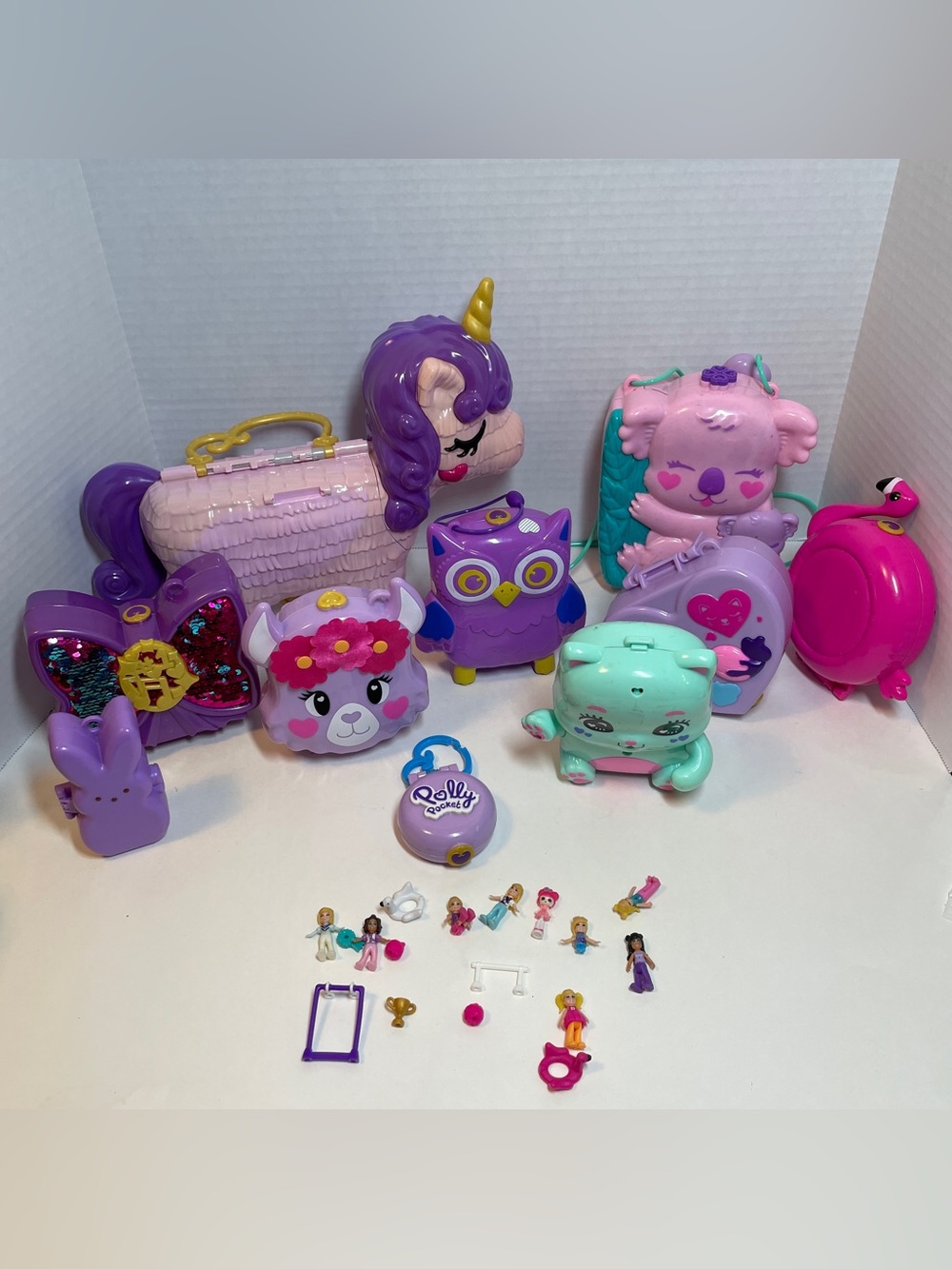 Polly Pocket Big Pocket World Lot – 10 Compact Playsets + Dolls & Accessories